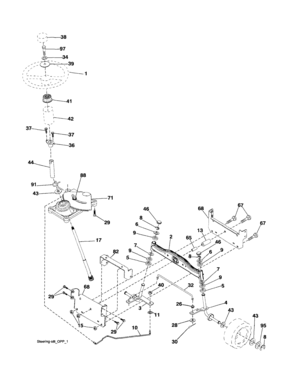 Steering Diagram and Parts List for 917254690  Craftsman Lawn Tractor