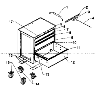 Chest Diagram and Parts List for 706599031  Craftsman Tool Stand & Cart