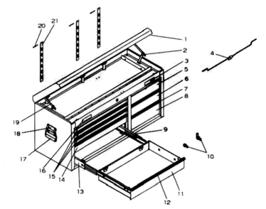 Chest Diagram and Parts List for 706596232  Craftsman Tool Stand & Cart