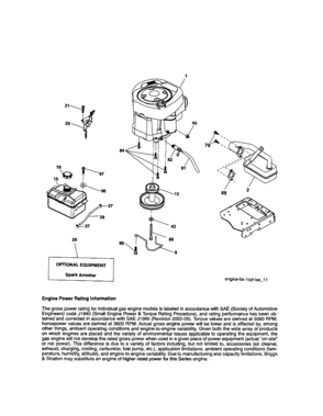 Engine Diagram and Parts List for 917280330  Craftsman Lawn Tractor