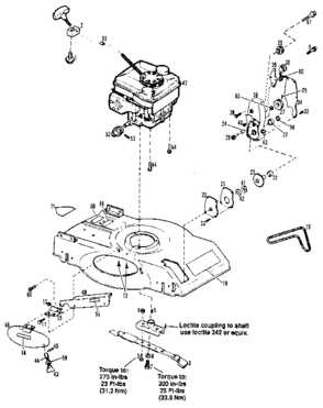 Engine Diagram and Parts List for 88981  Craftsman Lawn Mower