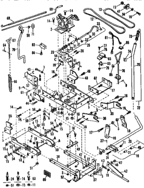 Main Frame Diagram and Parts List for 842240530  Craftsman Snow Blower