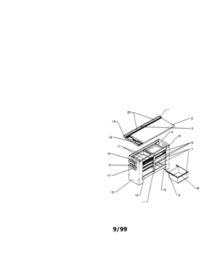 8 Drawer Workbench Diagram and Parts List for 706655746  Craftsman Tool Stand & Cart
