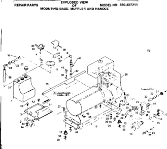 Mounting Base Muffler And Handle Diagram and Parts List for 580327211  Craftsman Engine