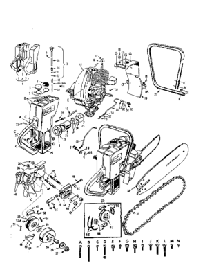 Main Frame Diagram and Parts List for 91760031  Craftsman Chainsaw
