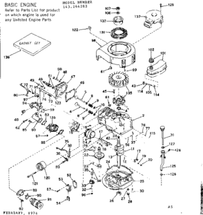 Replacement Parts Diagram and Parts List for 143244282  Craftsman Engine