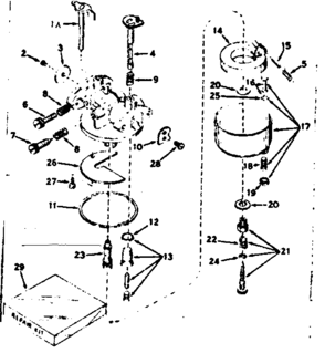 Carburetor Diagram and Parts List for 143546122  Craftsman Engine
