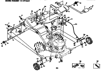 Handle Assembly Diagram and Parts List for 131973652  Craftsman Lawn Mower