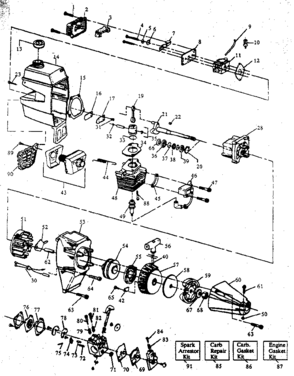 Engine Diagram and Parts List for 358797250  Craftsman Trimmer