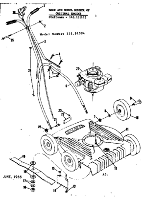 Replacement Parts Diagram and Parts List for 13191084  Craftsman Lawn Mower