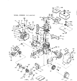 Replacement Parts Diagram and Parts List for 143646162  Craftsman Engine