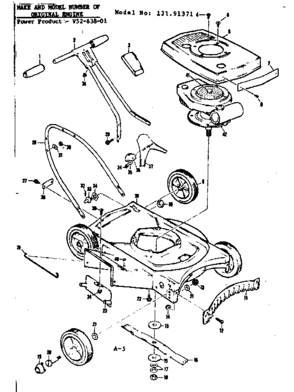 Replacement Parts Diagram and Parts List for 13191371  Craftsman Lawn Mower