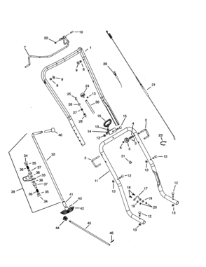 Handlebars And Controls Diagram and Parts List for 102938010  Craftsman Snow Blower