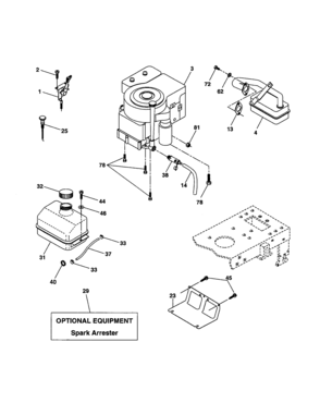 Engine Diagram and Parts List for 917277331  Craftsman Lawn Tractor