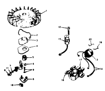 Magneto Diagram and Parts List for 580323011  Craftsman Engine