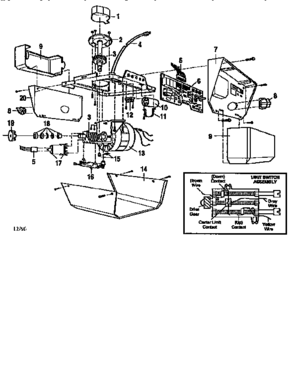 Opener Assembly Diagram and Parts List for 13953662SRT  Craftsman Garage Door Opener