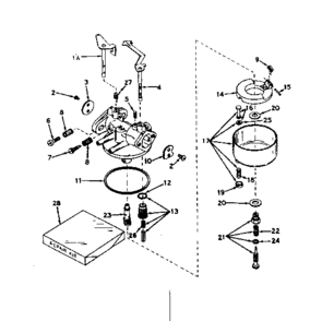 Carburetor No. 631157 Diagram and Parts List for 143569032  Craftsman Engine