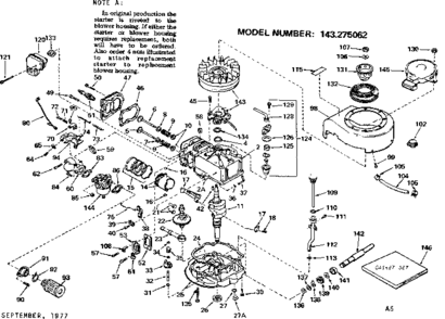 Replacement Parts Diagram and Parts List for 143275062  Craftsman Engine