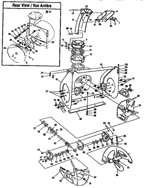 Auger Housing Assembly Diagram and Parts List for 88417  Craftsman Snow Blower