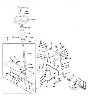 Steering Assembly Diagram and Parts List for 917256390  Craftsman Lawn Tractor