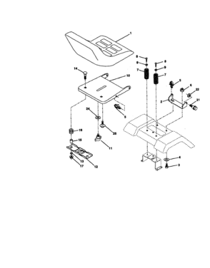 Seat Assembly Diagram and Parts List for 917270815  Craftsman Lawn Tractor