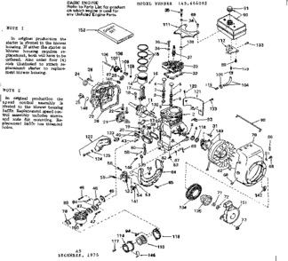 Engine Diagram and Parts List for 143664092  Craftsman Engine