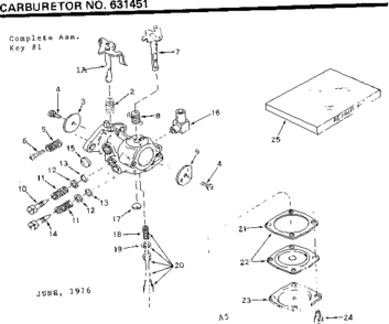 Carburetor Diagram and Parts List for 143225042  Craftsman Engine