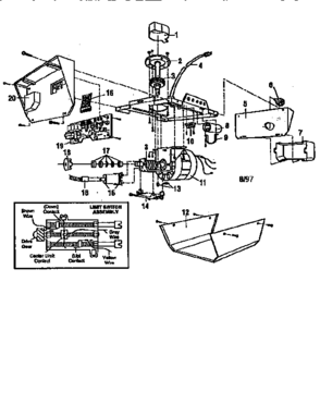 Opener Assembly Diagram and Parts List for 13918847  Craftsman Garage Door Opener