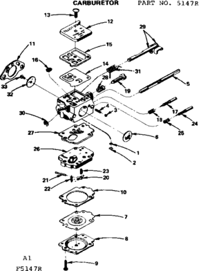 Carburetor Diagram and Parts List for 917352550  Craftsman Chainsaw