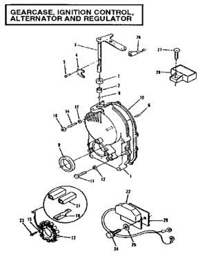 Gearcase Diagram and Parts List for 73911054D  Craftsman Engine