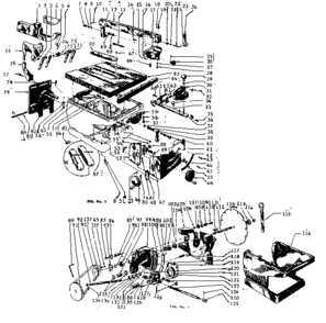 Unit Diagram and Parts List for 11322411  Craftsman Saw