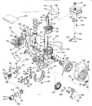 Basic Engine Diagram and Parts List for 143614122  Craftsman Engine