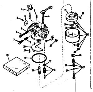 Carburetor Diagram and Parts List for 143531132  Craftsman Engine