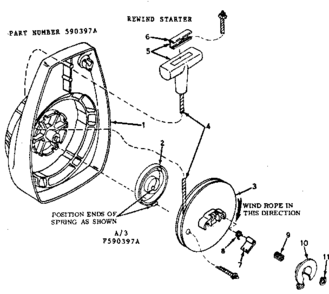 Rewind Starter Diagram and Parts List for 91760058  Craftsman Chainsaw