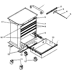 Cabinet Parts Diagram and Parts List for 706619090  Craftsman Tool Stand & Cart