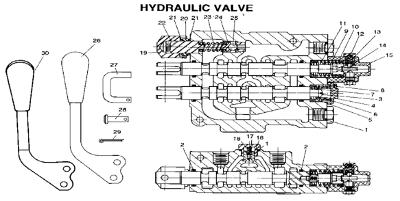 Hydraulic Valve Diagram and Parts List for 100265120  Craftsman Lawn Tractor