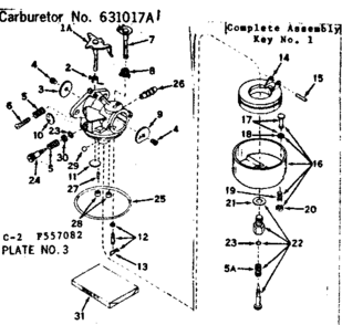 Carburetor Diagram and Parts List for 143557082  Craftsman Engine