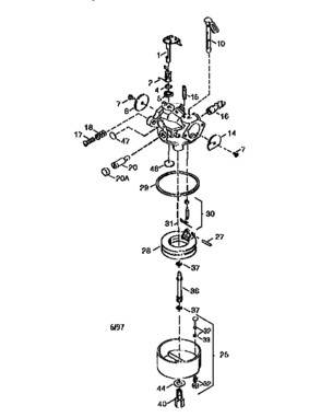 Carburetor 640058 Diagram and Parts List for 143975503  Craftsman Engine