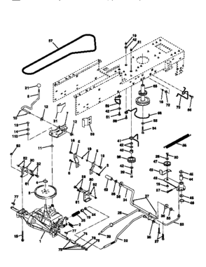 Drive Diagram and Parts List for 917256510  Craftsman Lawn Tractor