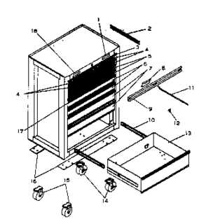 Chest Diagram and Parts List for 706658370  Craftsman Tool Stand & Cart