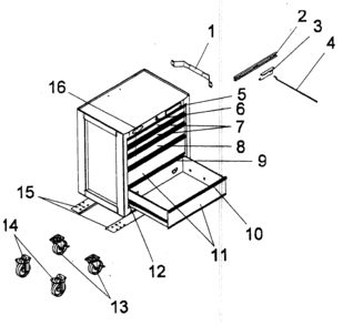 Cabinet Parts Diagram and Parts List for 706592490  Craftsman Tool Stand & Cart