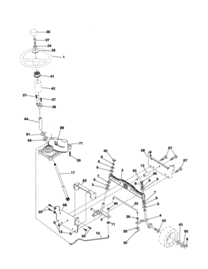 Steering Diagram and Parts List for 917257410  Craftsman Lawn Tractor