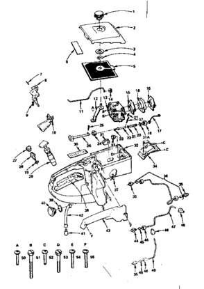 Carburetor Chamber & Oiling System Diagram and Parts List for 917353722  Craftsman Chainsaw