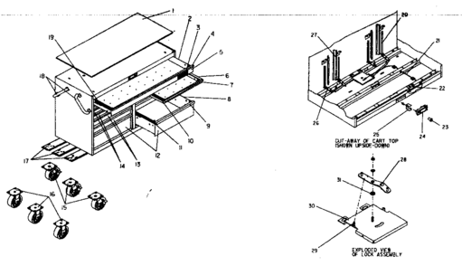 Tool Cart Diagram and Parts List for 706619871  Craftsman Tool Stand & Cart