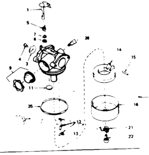 Carburetor No. 632000 Diagram and Parts List for 143354492  Craftsman Engine