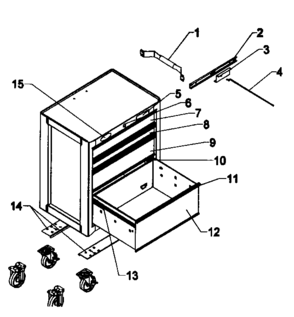Chest Diagram and Parts List for 706592993  Craftsman Tool Stand & Cart