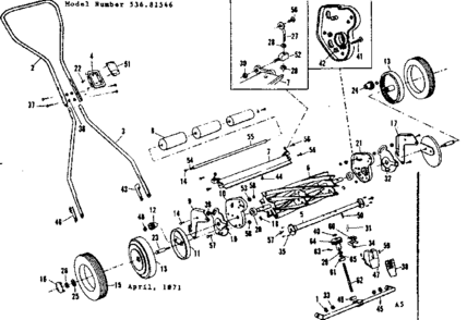 Unit Parts Diagram and Parts List for 53681546  Craftsman Lawn Mower
