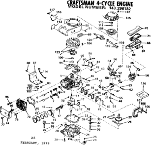 Replacement Parts Diagram and Parts List for 143296182  Craftsman Engine