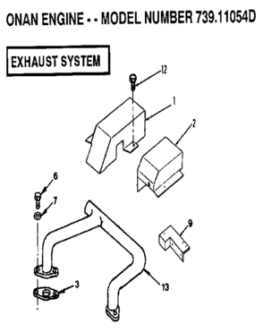 Exhaust Diagram and Parts List for 73911054D  Craftsman Engine