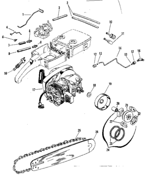 Chian/bar And Oil/fuel Parts Diagram and Parts List for 917351060  Craftsman Chainsaw